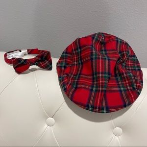 Janie & Jack red plaid hat and bow tie